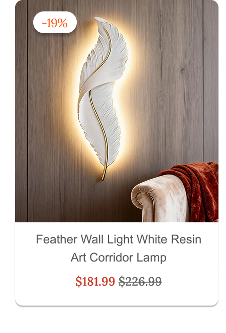 Feather Wall Light Modern Luxury LED White Resin Art Corridor Lamp