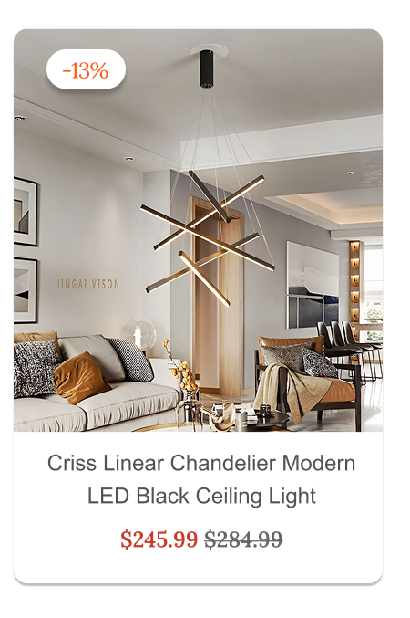 Criss Linear Chandelier Modern LED Black Ceiling Light