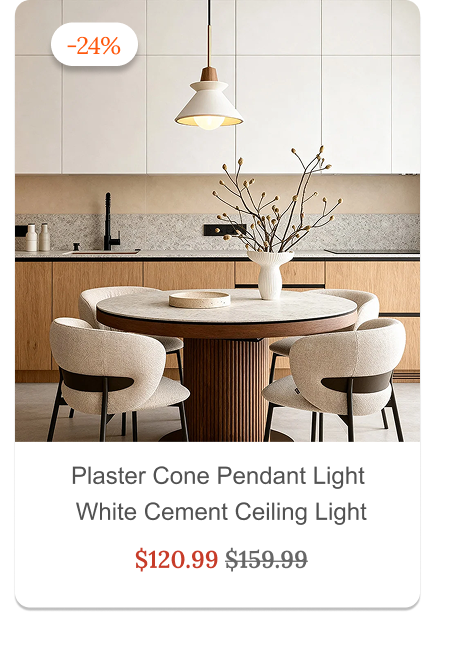 Plaster Cone Pendant Light Creative White Cement Ceiling Light