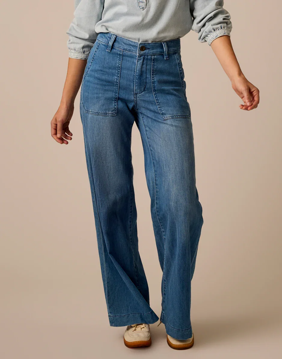 Image of Farrah Lightweight Denim Wide Leg: Magnolia