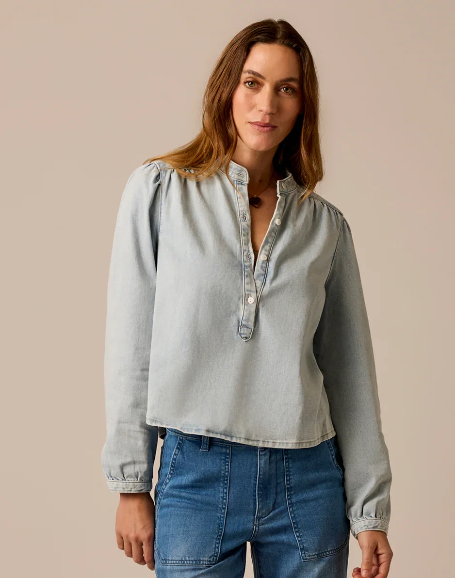 Image of Marin Lightweight Denim Top: Savannah