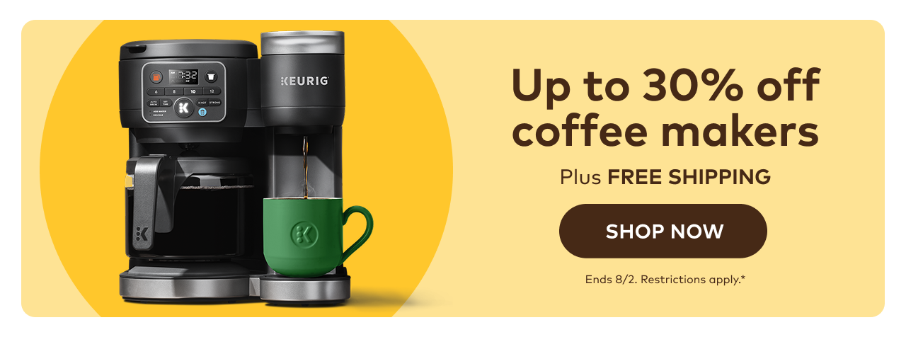Up to 30% off coffee makers