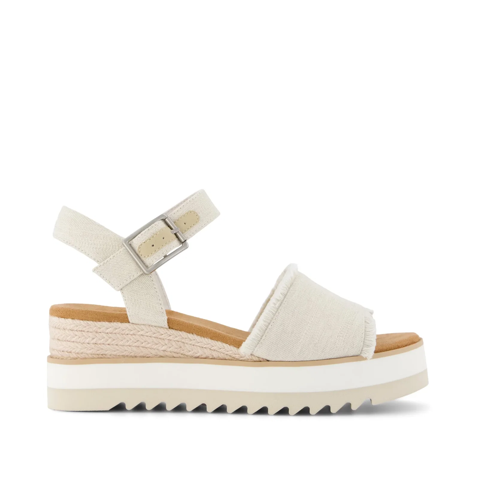 Image of Womens Diana Wedge Sandal White Denim Fray