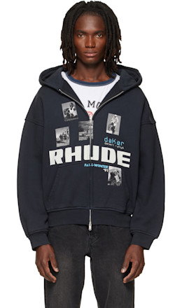 Black 'Winter 91 Rallye' Zip-Up Hoodie