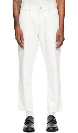 White Relaxed-Tapered-Fit Jeans