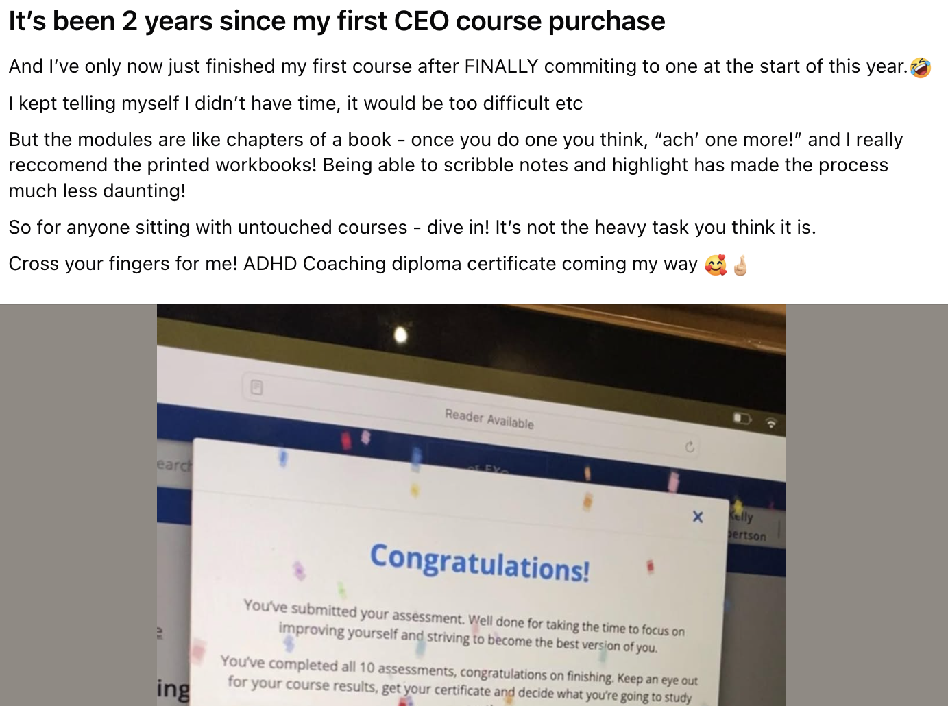 Student story from social media