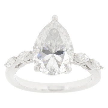 Pear and Marquise Moissanite Platineve Engagement  Ring 5.28ctw DEW