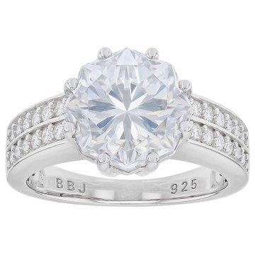 Round Liberty Cut Moissanite Platineve Ring 4.37ctw DEW