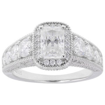 Moissanite Platineve Engagement Ring 3.16ctw DEW