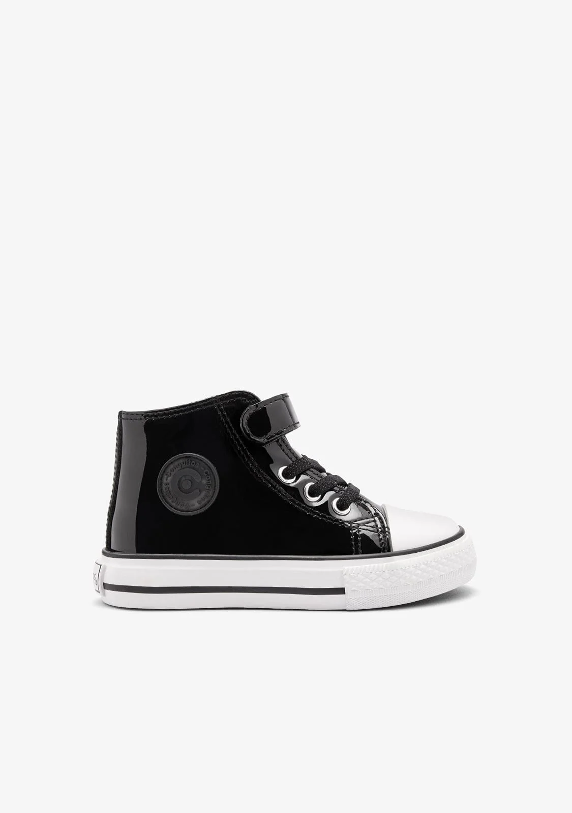 Image of Black Patent High Strap Sneakers