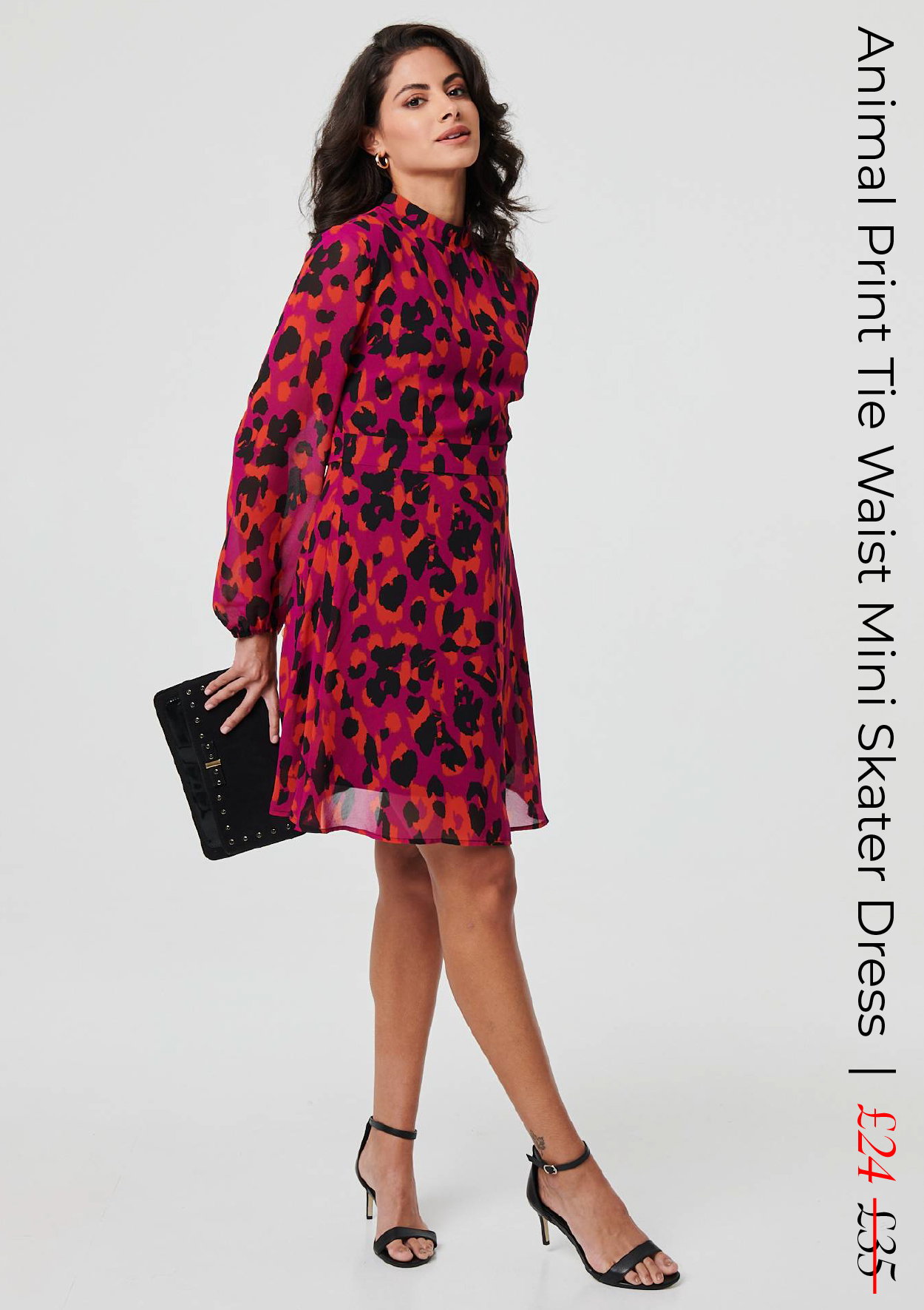 Animal Print Tie Waist Mini Skater Dress | Shop Now