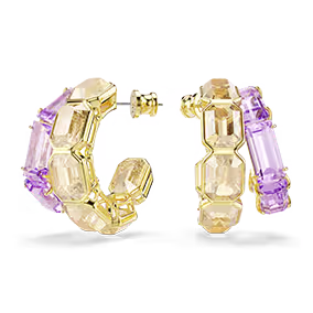 Pendientes de aro Millenia, tallas mixtas, multicolores, baño en tono oro