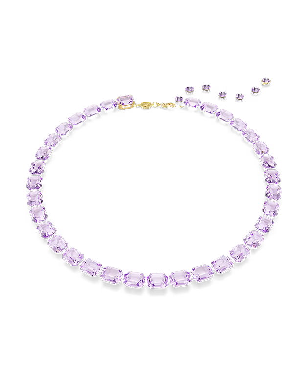 Collar Millenia, talla octogonal, morado, baño en tono oro