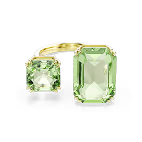 Anillo abierto Millenia, talla octogonal, verde, bañado en tono oro