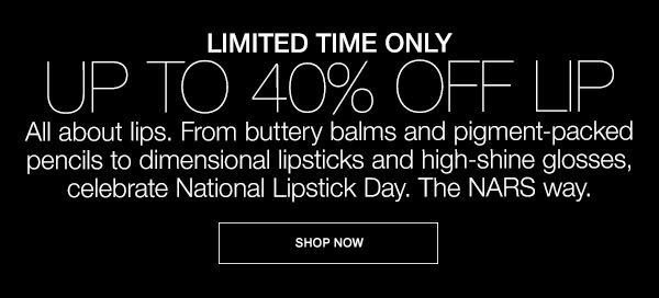 Celebrate National Lipstick Day with up to 40% off buttery balms, pigment-packed pencils, dimensional lipsticks, and high-shine glosses.