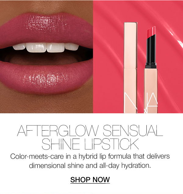 Slot 5: Color-meets-care in Afterglow Sensual Shine Lipstick’s hybrid lip formula that delivers dimensional shine and all-day hydration.