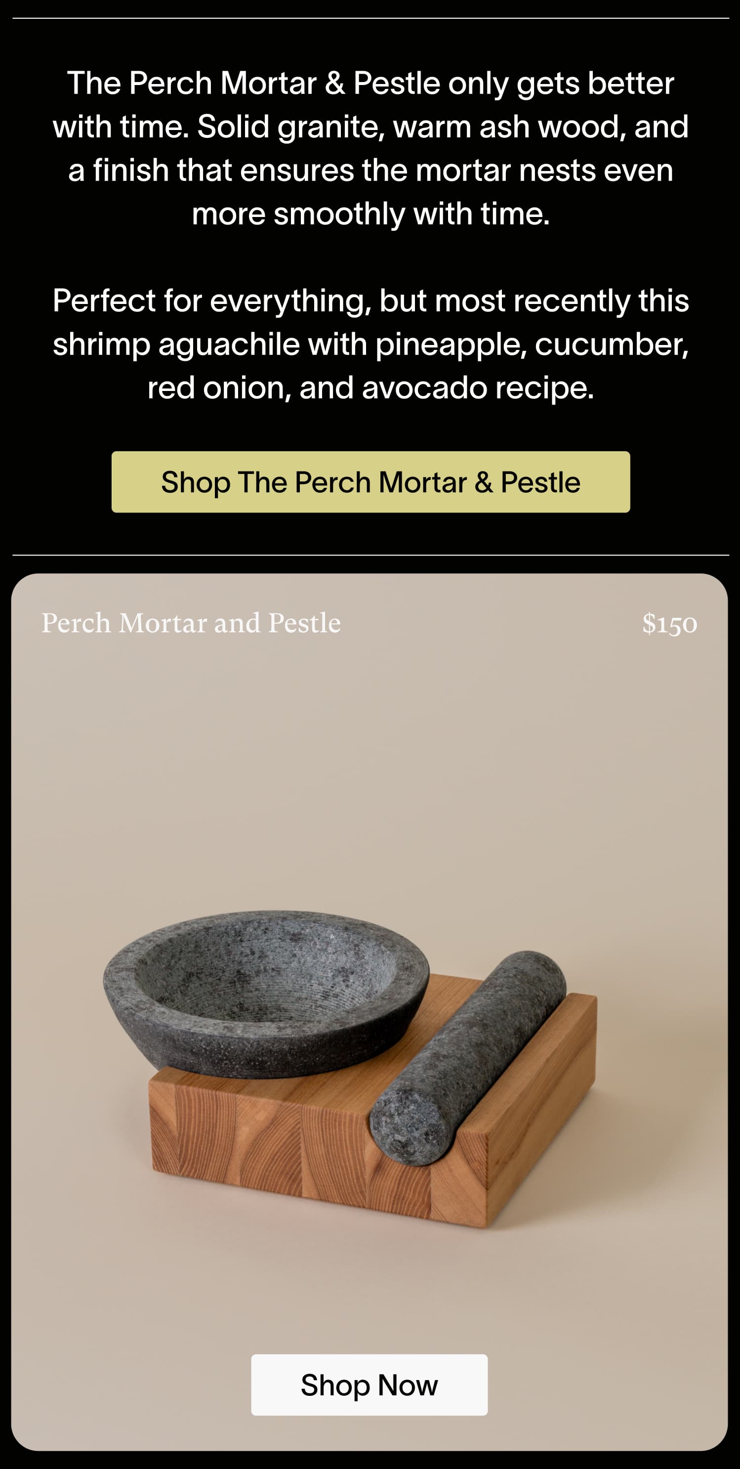 perch mortar and pestle