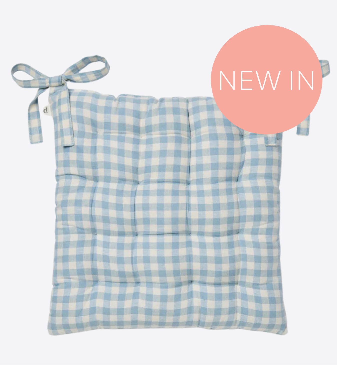 Warm Blue Gingham Linen Blend Seat Pad