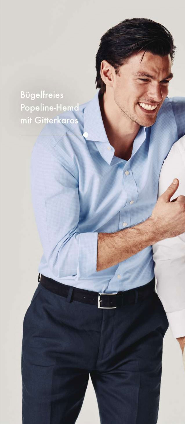 Bügelfreies Popeline-Hemd mit Gitterkaros