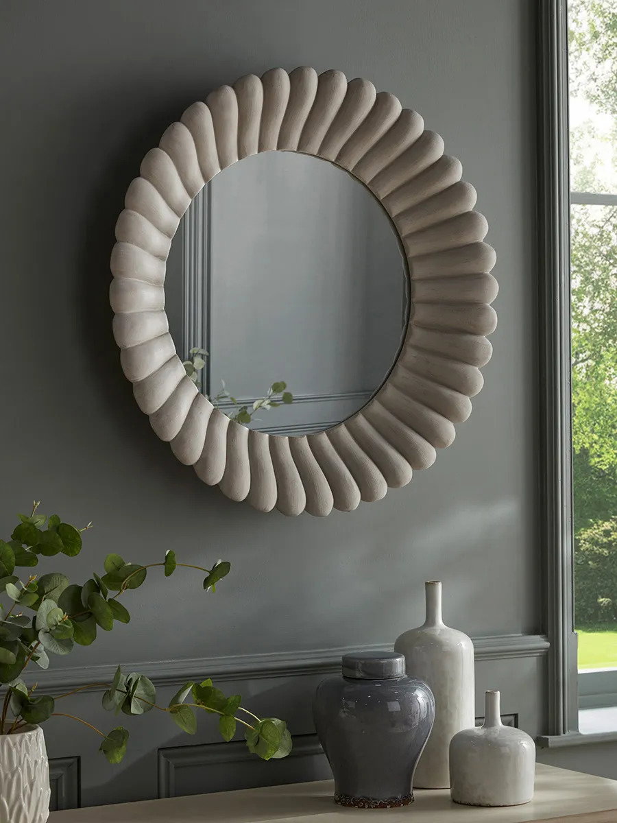 Grey Scalloped Mirror
