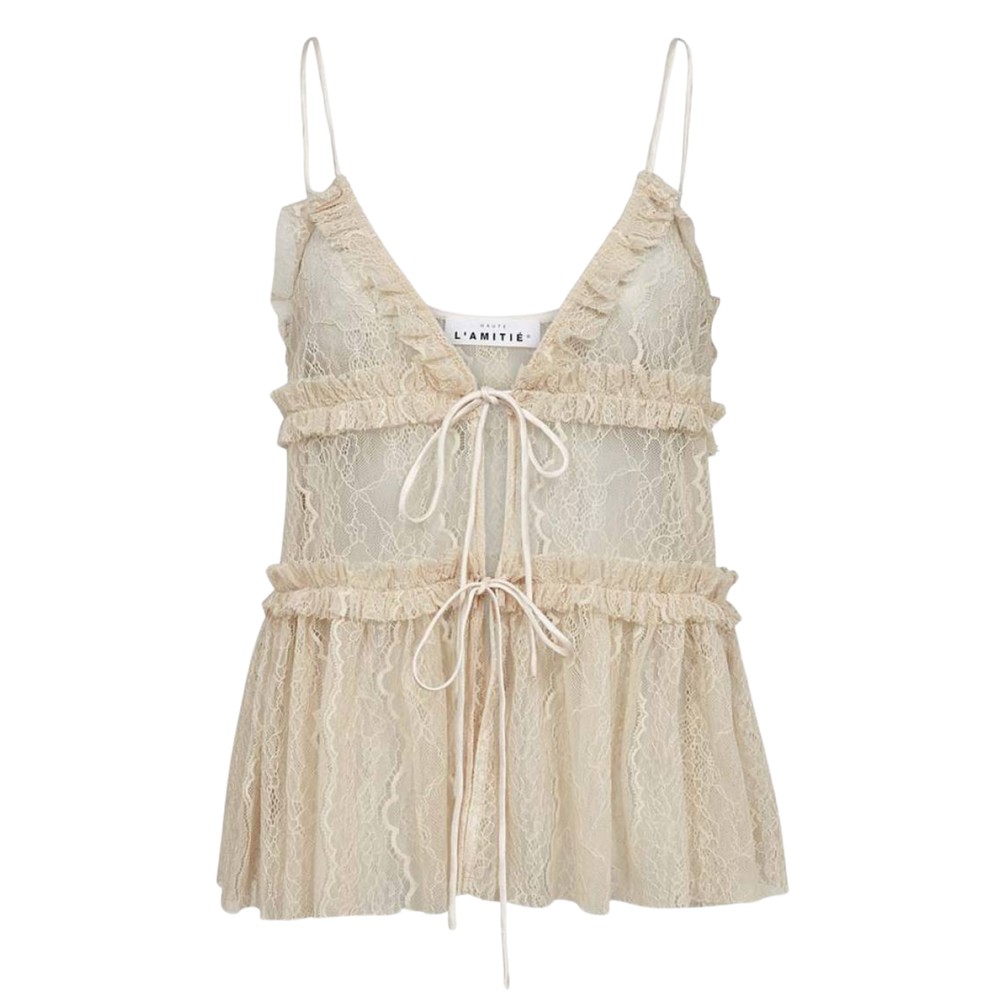 Image of New Lace Tie Top - Seashell