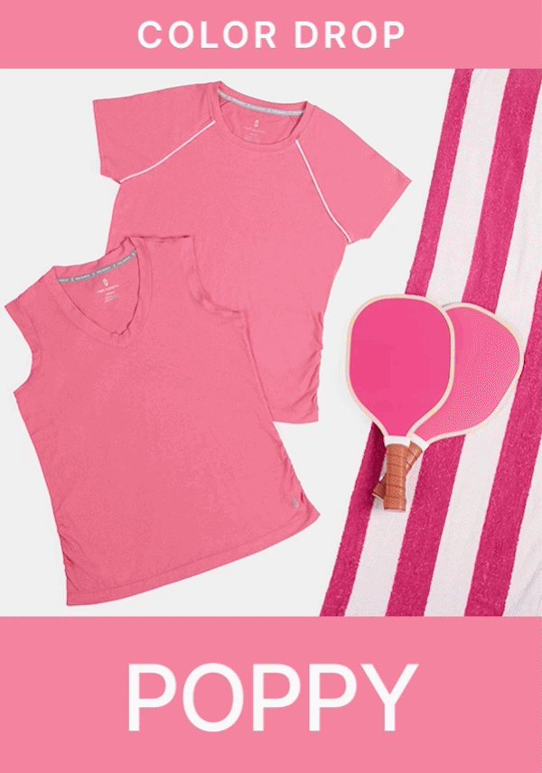 color drop: poppy, melon, blush, grapevine