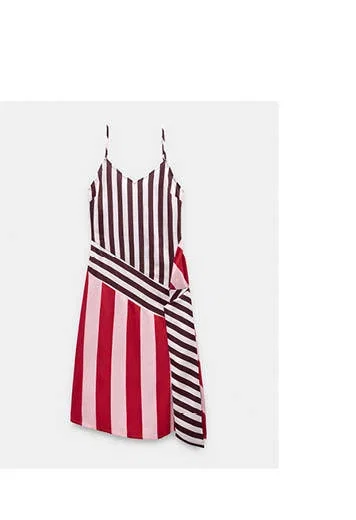 Contrast stripe dress with straps
