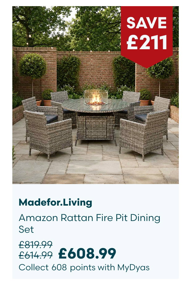 Madefor.Living Amazon Rattan Fire Pit Dining Set 
