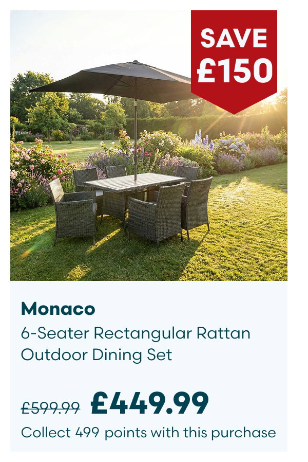 Monaco 6-Seater Rectangular Rattan Outdoor Dining Set