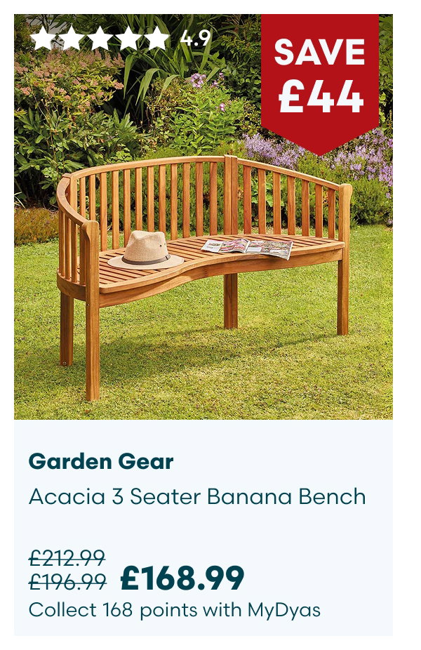 Garden Gear Acacia 3 Seater Banana Bench
