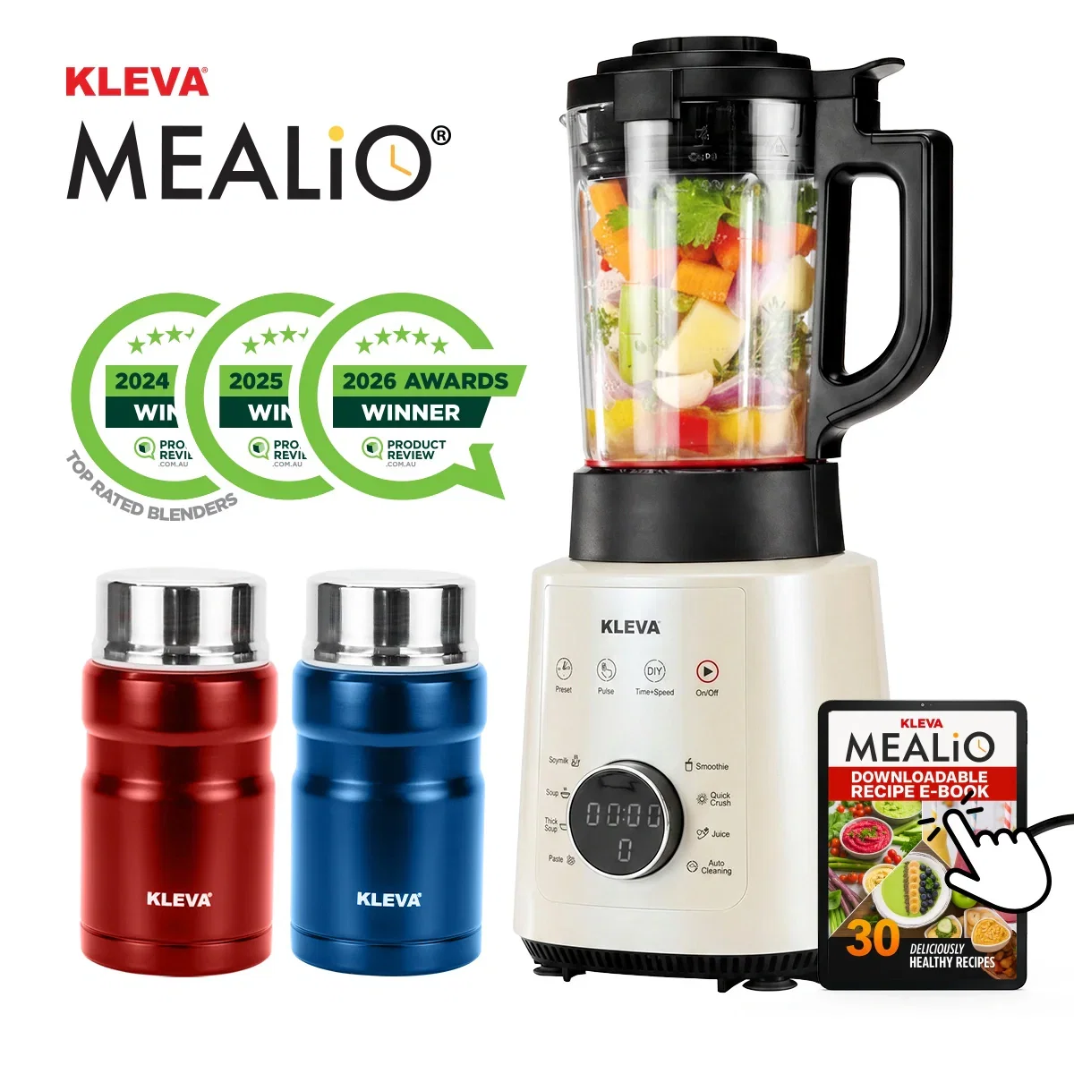 Image of Hot & Cold Blender Professional Soup & Smoothie Blender + 2 FREE Flasks