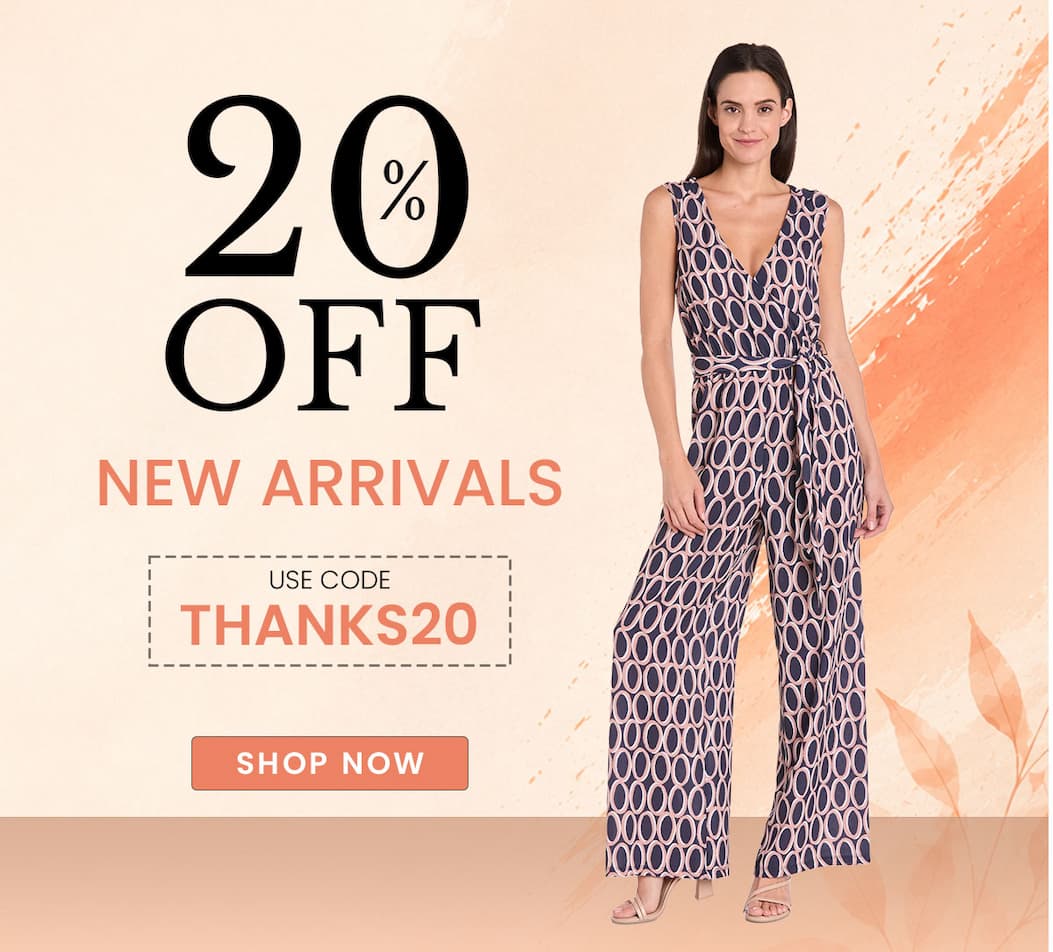 20% off new arrivals with code THANKS20. 