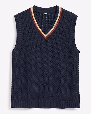 Cotton Cable Knit V-Neck Sweater Vest
