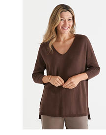 Straight Hem V Neck Jumper