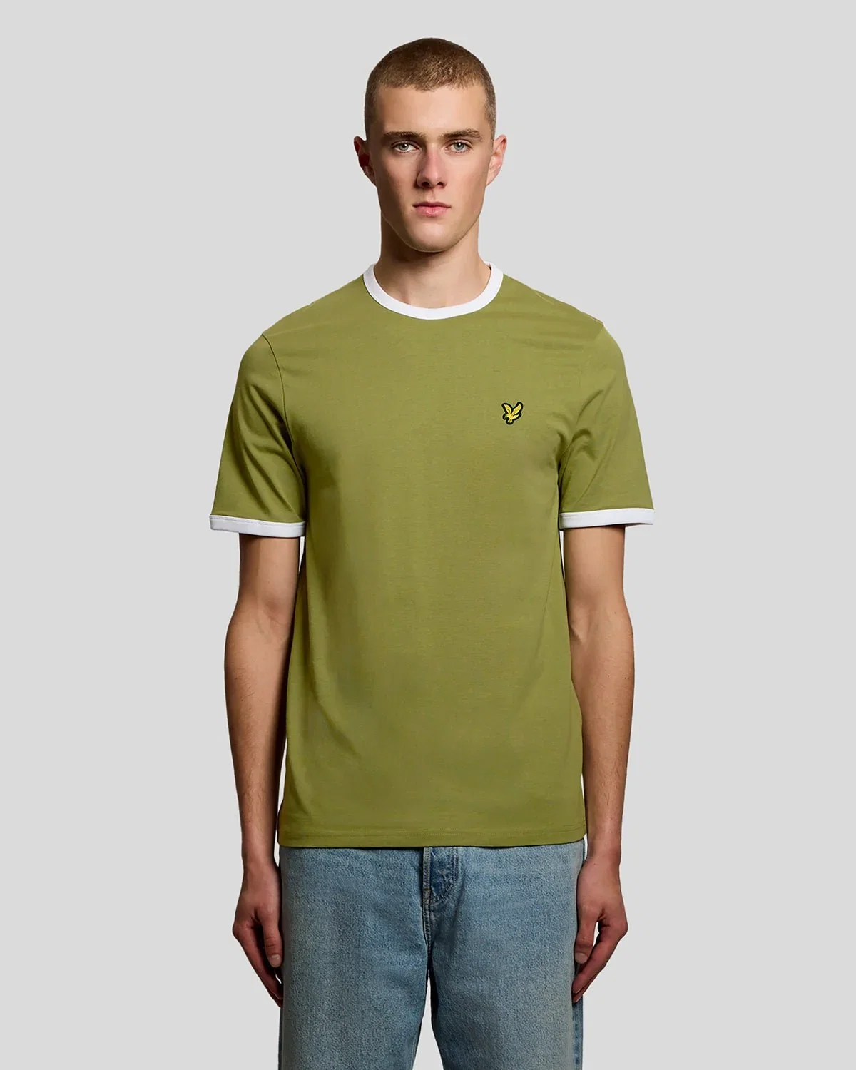 Image of Ringer Cotton Crew Neck T-Shirt