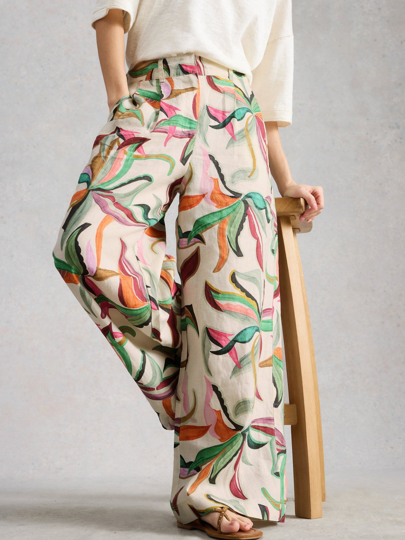 Shop Sasha Wide Leg Linen Trouser