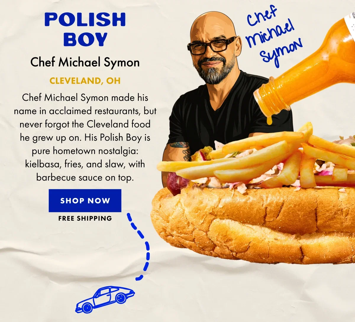Chef Michael Symon Kielbasa + French Fry Sandwich
