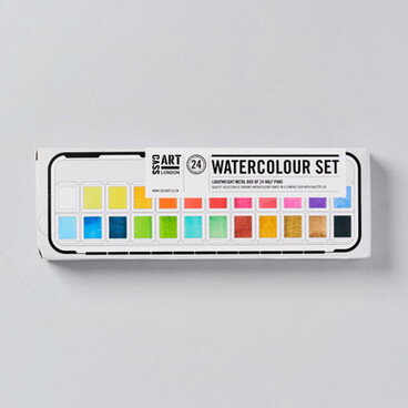Cass Art Watercolour Lightweight Metal Box Half Pan Set of 24