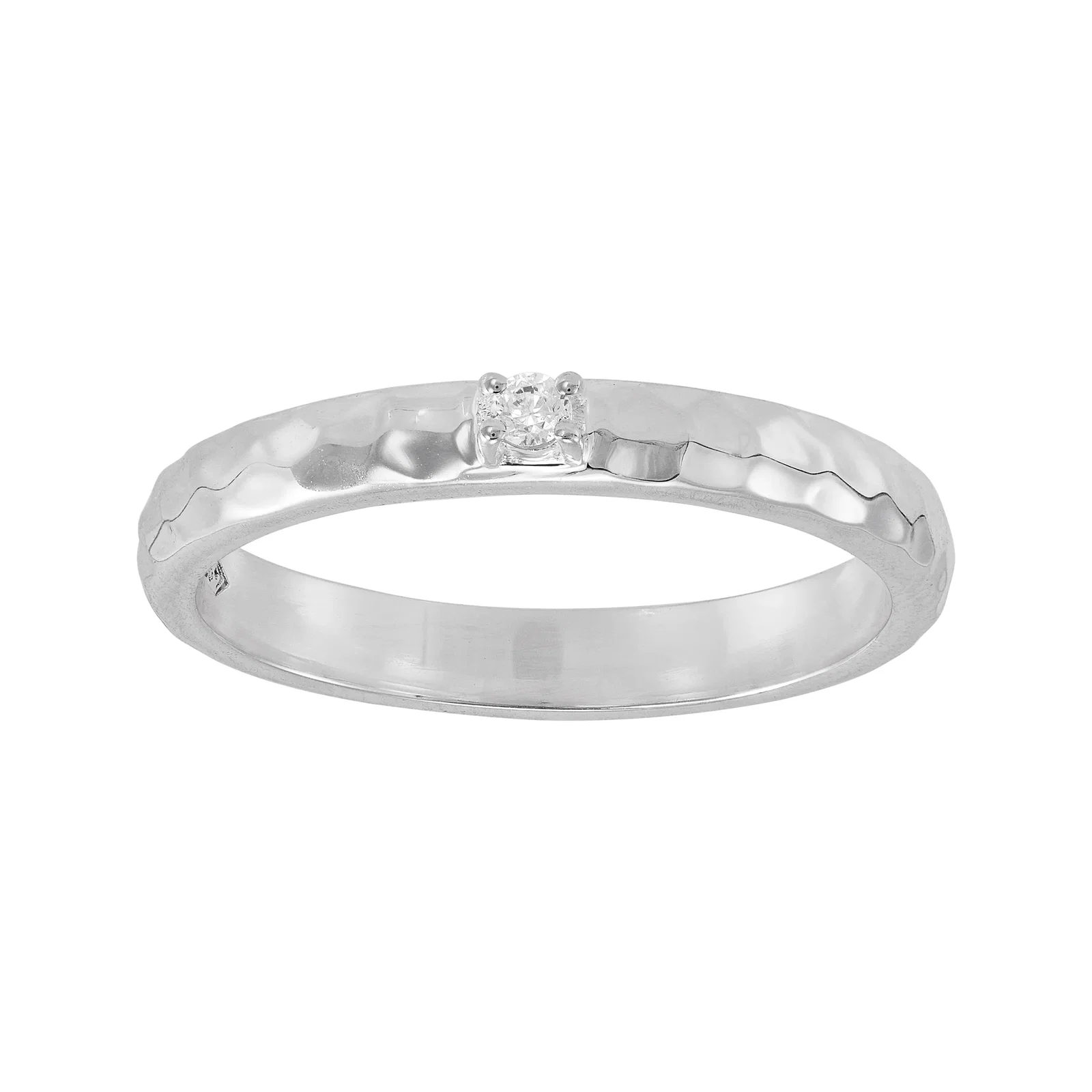 Small Trace Band Ring, White Cubic Zirconia