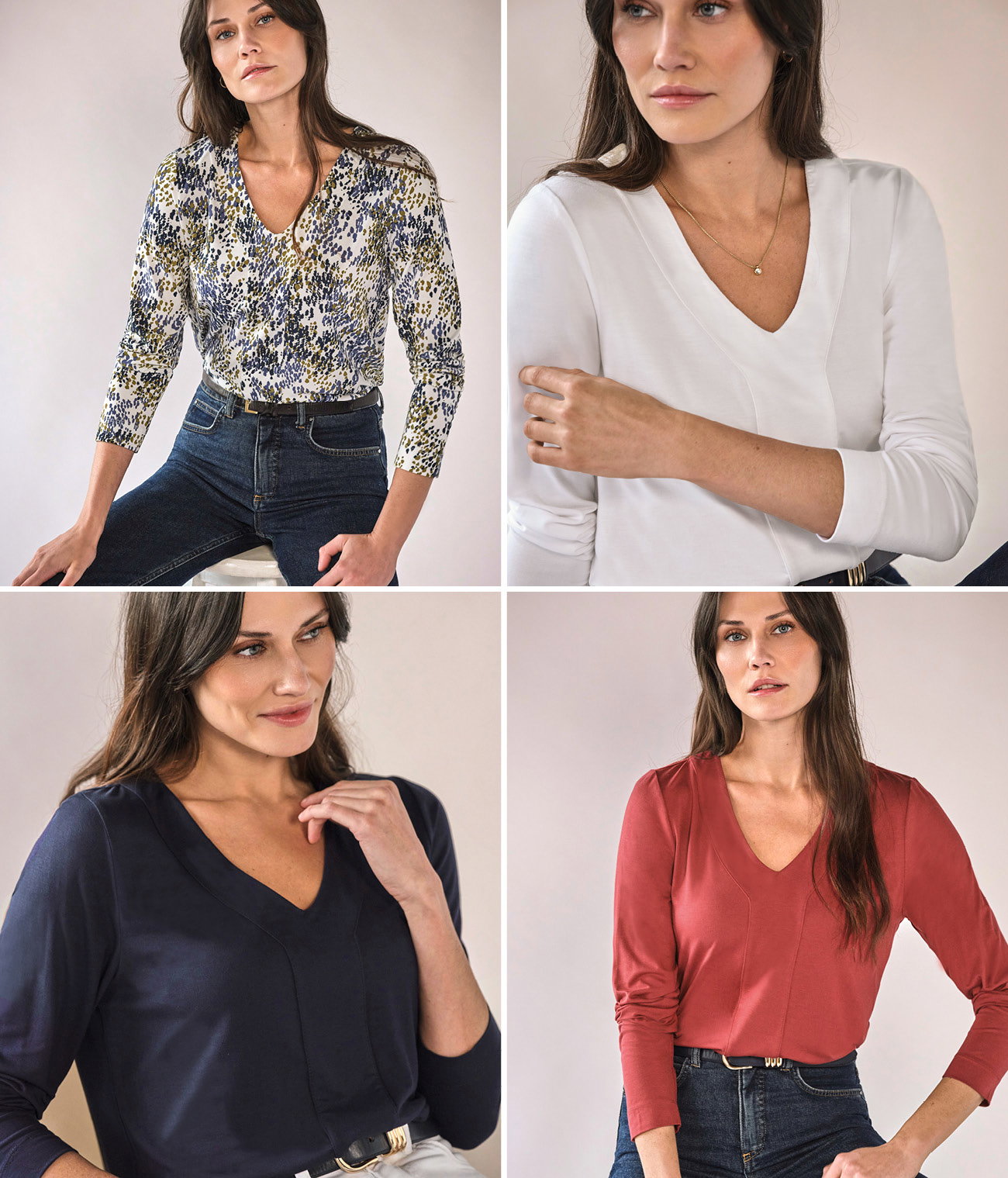 Super Soft Panel V Neck Jersey Top