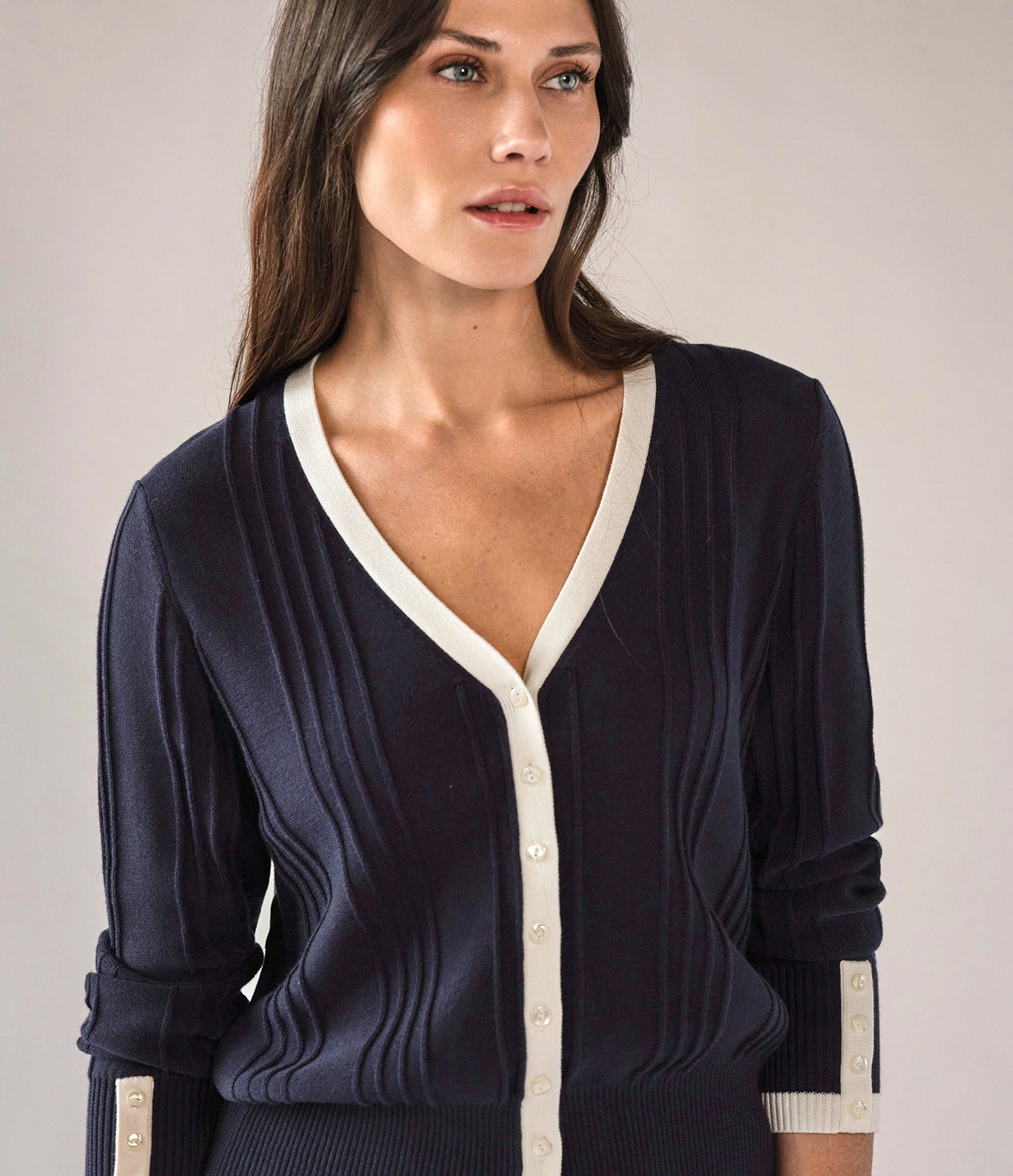 Supima Cotton V Tipped Cardigan