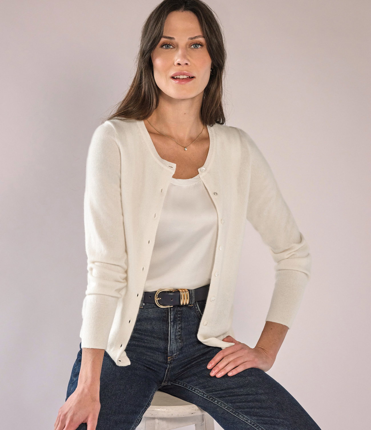 Cashmere Crew Neck Cardigan