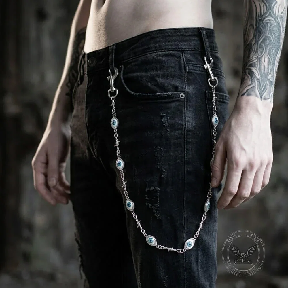 Image of Punk Blue-Eyed Thorn-Spliced Alloy Pant Chain