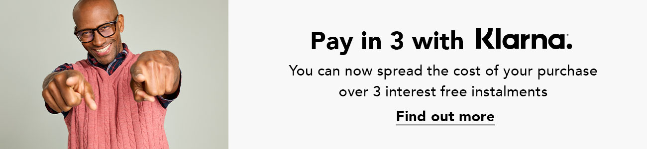 Pay in three with Klarna.
