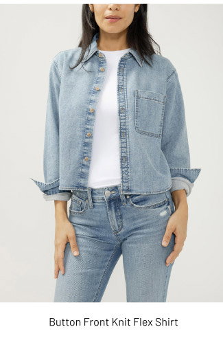 Button Front Knit Flex Shirt