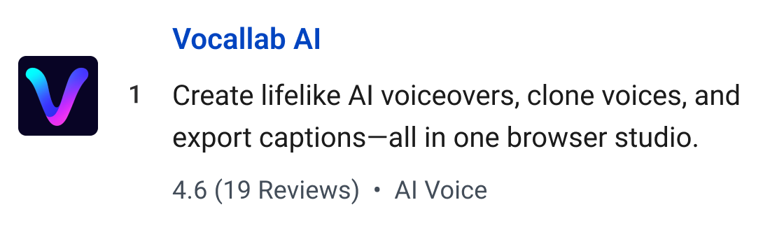 Vocallab AI: Create lifelike AI voiceovers, clone voices, and export captions—all in one browser studio.