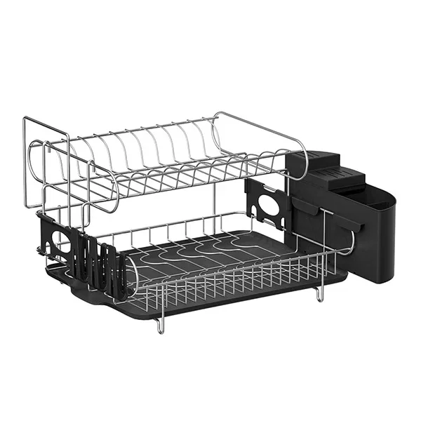 Dish Rack Drying Drainer Cup Holder Cutlery Tray Kitchen Organiser 2 Tier