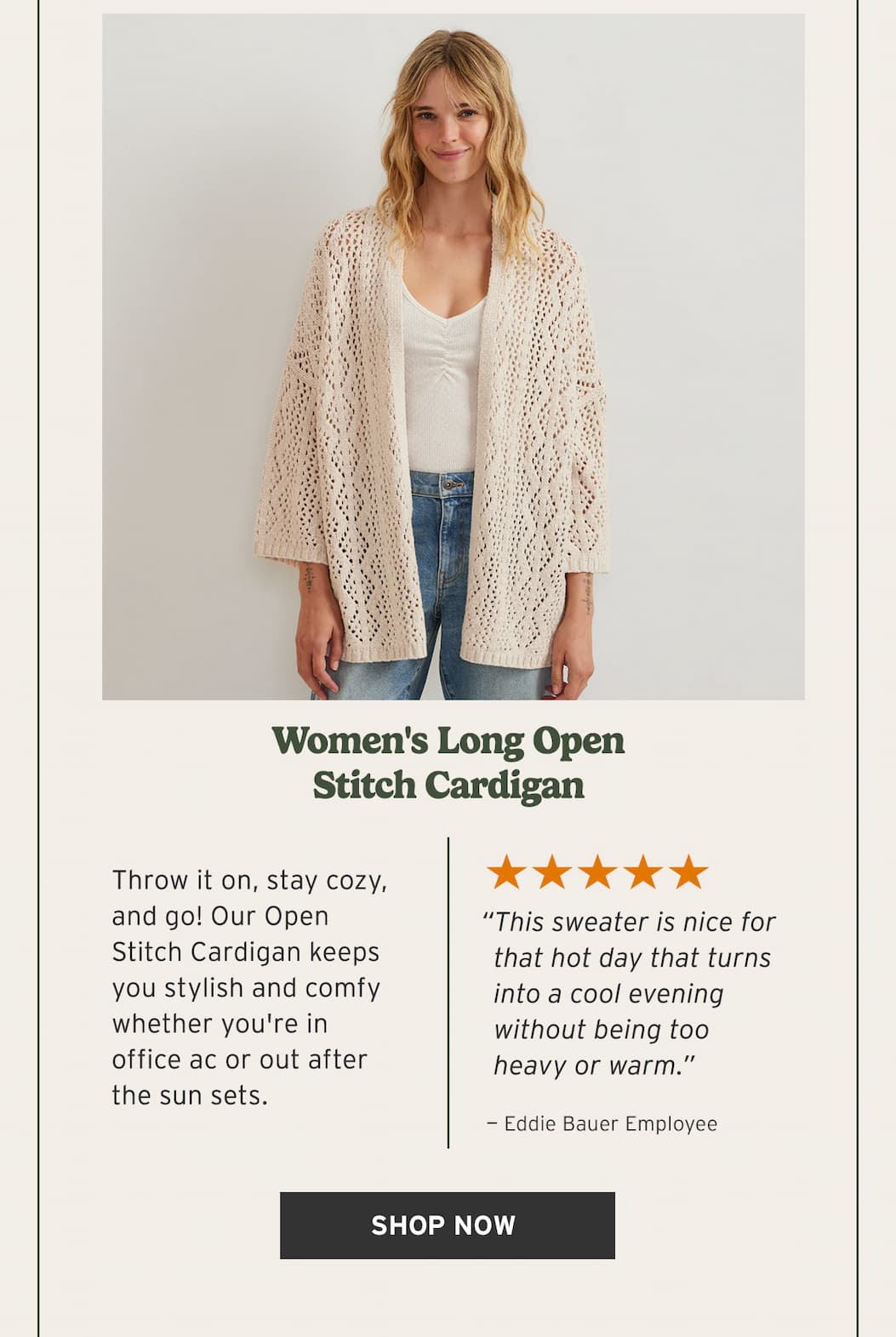 Women's Long Open Stitch Cardigan