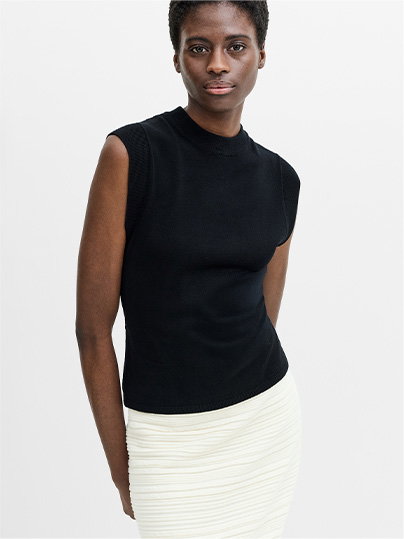 Ilene Black Tie Back Knit Top