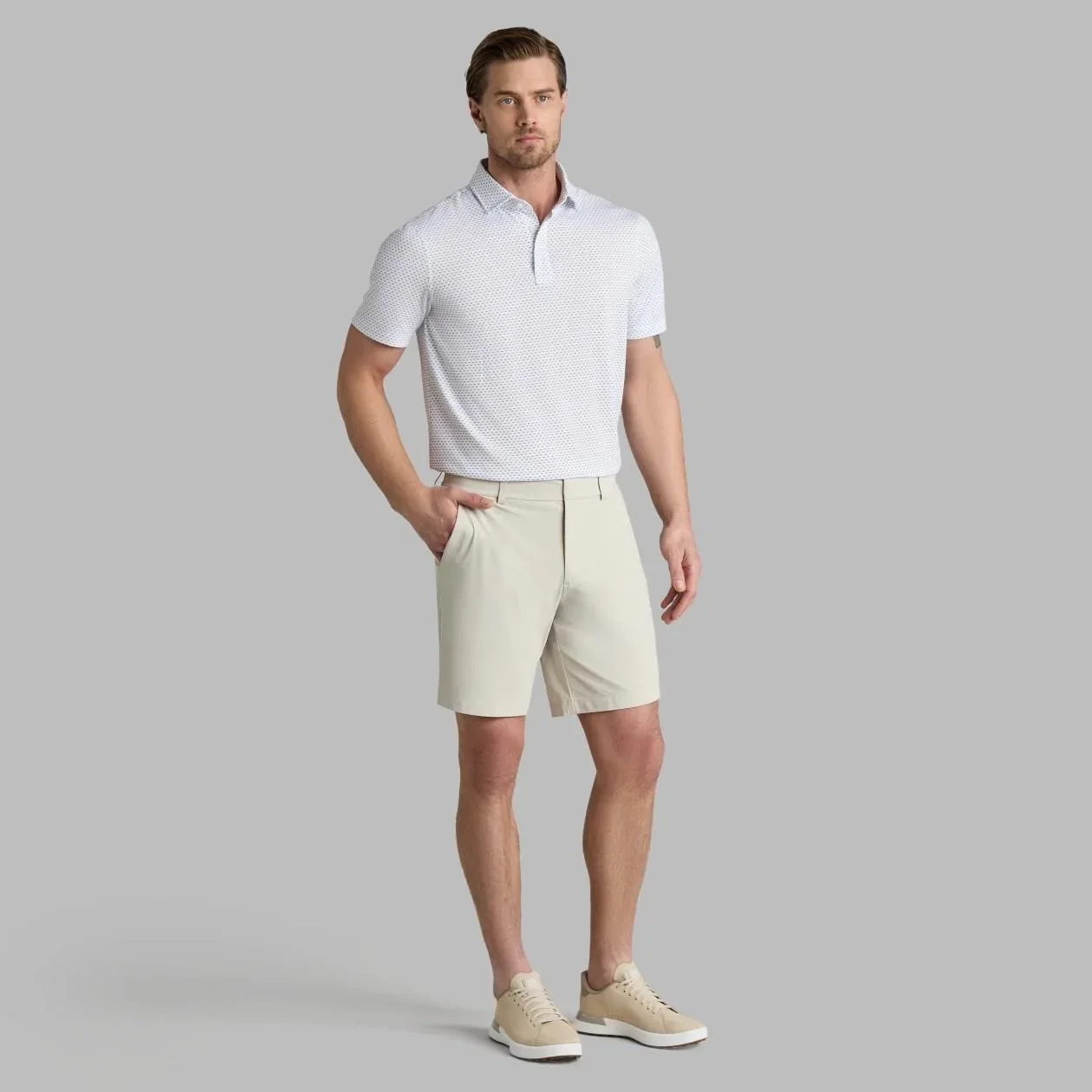 Image of Tech Tour 8-Inch Four-Way Stretch Shorts Pumice